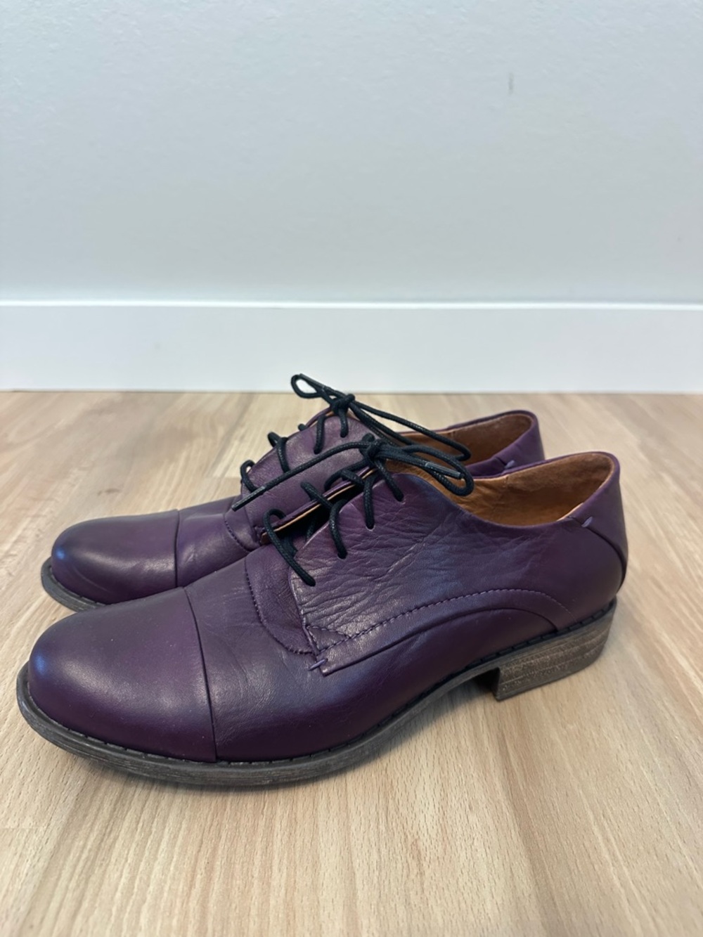 Miz Mooz Letty Eggplant Purple Leather Lace-Up Oxford Shoes - Picture 7 of 12